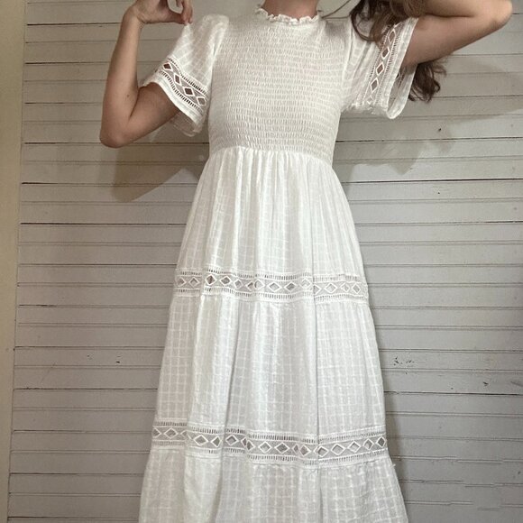 Baltic Born Dresses & Skirts - Baltic Born Loveland Geo White Lace Maxi Dress
